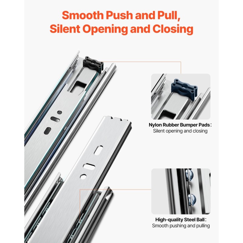 Laatikkokiskot hiiliterästä 18 tuumaa 10 paria 45 kilogramman kantavuus sivukiinnitys