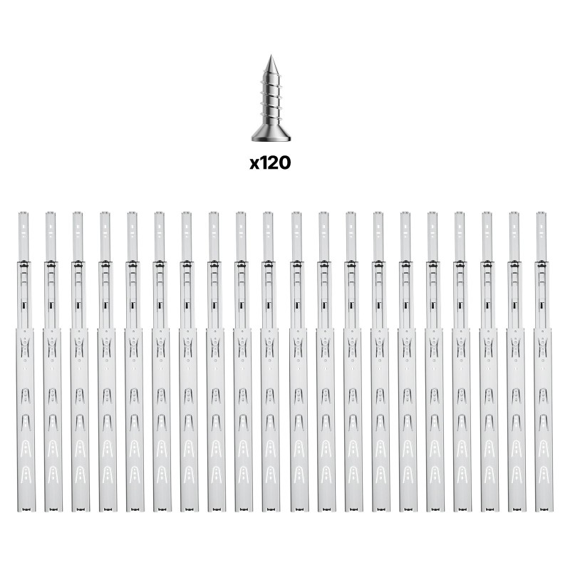 Laatikkokiskot hiiliterästä 18 tuumaa 10 paria 45 kilogramman kantavuus sivukiinnitys