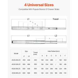 Laatikonkiskot hiiliteräs 20 tuuman täyden ulosvedon 10 paria 45 kilogrammaa kohden