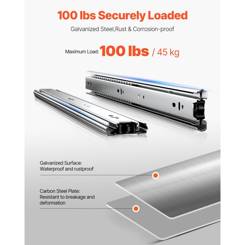 Laatikonkiskot hiiliteräs 20 tuuman täyden ulosvedon 10 paria 45 kilogrammaa kohden