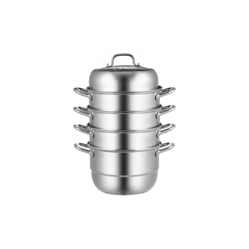 Höyrykattilasetti viisi kerrosta halkaisija 28 senttimetriä elintarvikelaatuisesta teräksestä lasikannella