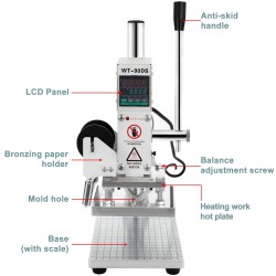 Kuumafoliointikone 10x13 cm alumiini teräsrunko digitaalinen lämpötilansäätö kohdistusliukuri PVC muovi keinonahka nahka paperi