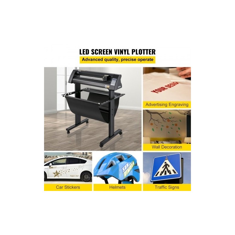 Vinyylileikkuri alumiinikehys 780 mm leikkausleveys 870 mm paperinsyötöllä optisella silmällä LED-näytöllä jalustalla