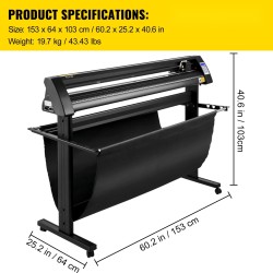 Vinyylileikkuri 1350 mm puoliautomaattinen alumiiniseos lattiatelineellä LED-näytöllä optisella silmällä