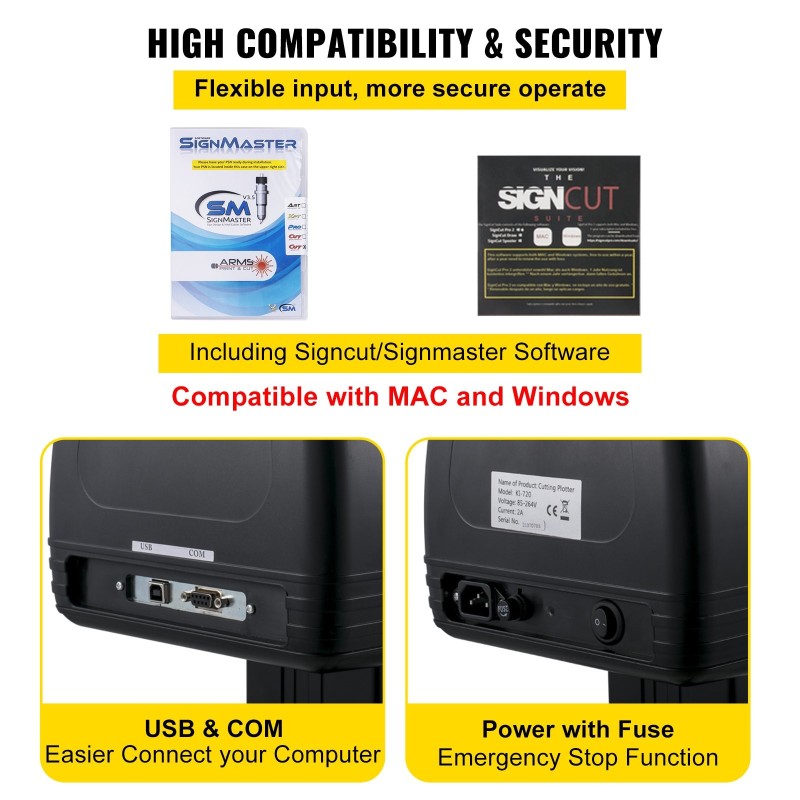 Vinyylileikkuri alumiiniseosrunko 870 mm enimmäissyöttöleveys jalustalla mukana ohjelmistot