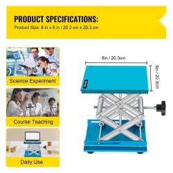 Labratasonostin alumiininen 20,3 x 20,3 cm korkeus 6,1–30,5 cm 40 kg laboratorioihin