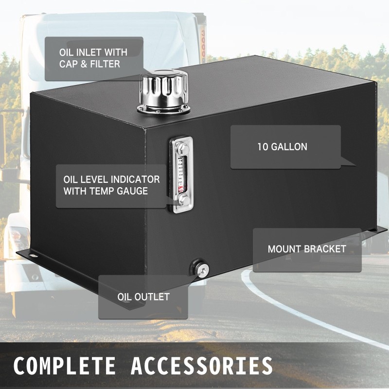 Hydraulinen öljysäiliö kylmävalssattua terästä 37,8 l musta jauhemaalattu traktoreihin ja kuorma-autoihin