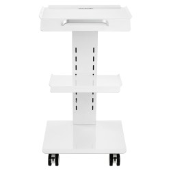 Laboratoriovaunu teräsrunkoinen 3 tasoa 100 kilogramman kantavuus sisäänrakennetulla pistorasialla 4 kääntyvää pyörää