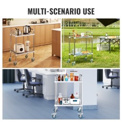 Laboratoriovaunu kaksitasoinen ruostumattomasta teräksestä 385 x 548 x 865 mm