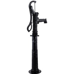 Käsikäyttöinen valurautainen vesipumppu jalustalla 135 cm kokonaiskorkeus musta 6 m pumppaussyvyys