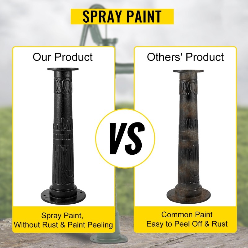 Valurautainen käsipumpun jalusta 66 cm musta puutarhaan neljällä kiinnitysreiällä