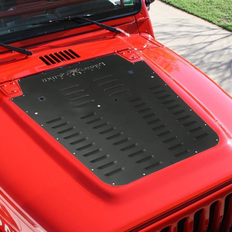 Tuuletettu konepellin ilmanpoistolevy alumiiniseos musta pulverimaalattu 1 kpl Jeep Wrangler JK 2007–2018