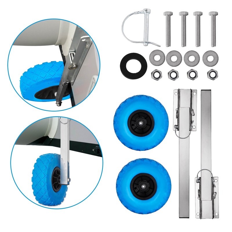 Peräpeiliin asennettava veneen kuljetuspyöräsarja ruostumatonta terästä polyuretaanivaahto kumiveneille 136 kg