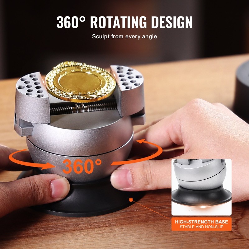 Teräksinen kaiverruspallopenkki 7,6 cm 360 asteen pyörivä vahvistetun muovin pohja 30 lisävarustetta