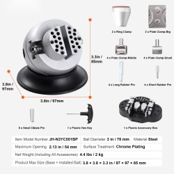 Teräksinen kaiverruspallopenkki 7,6 cm 360 asteen pyörivä vahvistetun muovin pohja 30 lisävarustetta