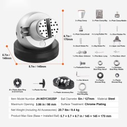 Pallopuristin teräksinen 127mm pallo 360 asteen pyörivä jalusta 69 osaa