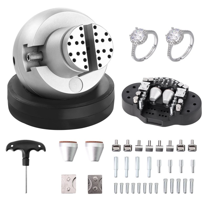 Kromattu teräspallopenkki 127 mm 360 asteen pyörivällä alustalla 35 lisäosaa