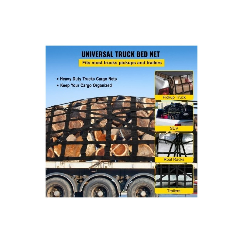 Kuormaverkko polyesteri 168×128 cm 500 kg avolavaan S-koukuilla hammaslukoilla