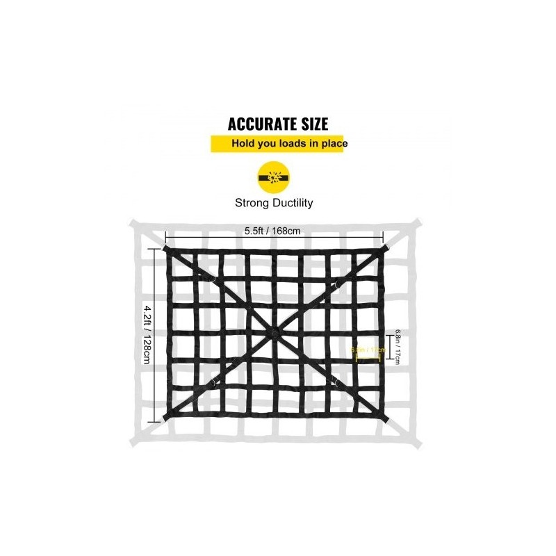 Kuormaverkko polyesteri 168×128 cm 500 kg avolavaan S-koukuilla hammaslukoilla