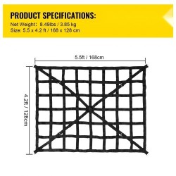 Kuormaverkko polyesteri 168×128 cm 500 kg avolavaan S-koukuilla hammaslukoilla