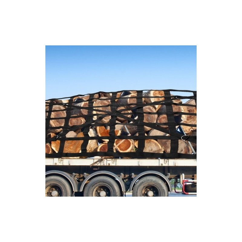 Kuormaverkko polyesteri 168×128 cm 500 kg avolavaan S-koukuilla hammaslukoilla