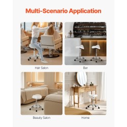 Satulatuoli pyörillä säädettävä 55–71 cm PU-nahka 204 kg valkoinen