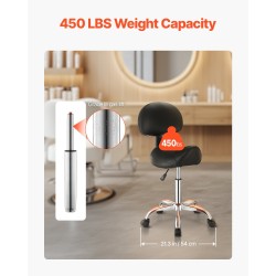 Satulajakkara selkänojalla PU-nahkainen korkeussäädettävä 84–100 cm pyörillä musta