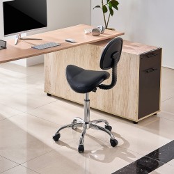 Satulajakkara selkänojalla PU-nahkainen korkeussäädettävä 84–100 cm pyörillä musta