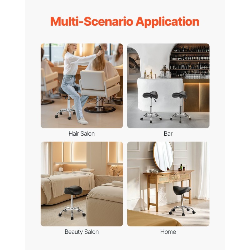 Satulatuoli PU-nahkainen pyörillä korkeudensäätö 55–71 cm kantavuus 204 kg