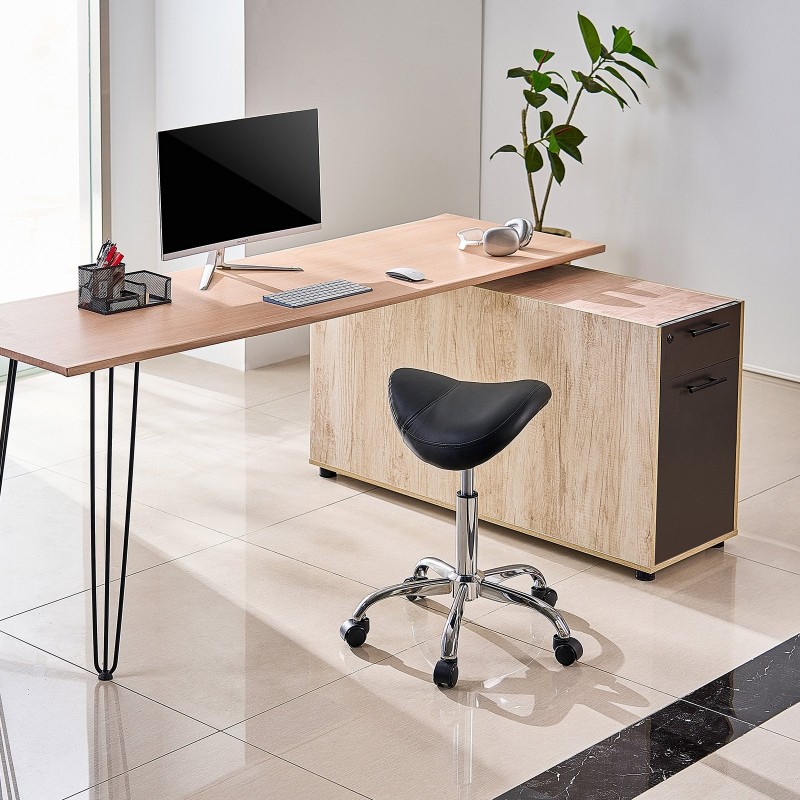 Satulatuoli PU-nahkainen pyörillä korkeudensäätö 55–71 cm kantavuus 204 kg