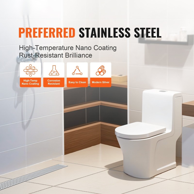 Lineaarinen suihkukaivo 610 mm 304-ruostumaton teräs harjattu neliökuvioitu ritilä säädettävät jalat hiussuodatin