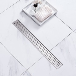 Lineaarinen suihkukaivo 610 mm 304-ruostumaton teräs harjattu neliökuvioitu ritilä säädettävät jalat hiussuodatin