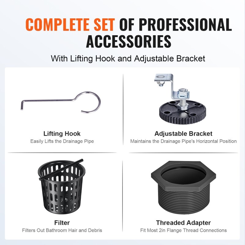 Suoralinjainen lattiakaivo 610 mm 304-ruostumatonta terästä mattamusta neliöritilällä hiussuodattimella