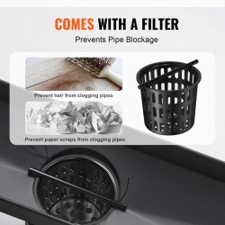 Lineaarinen lattiakaivo 610 mm harjattua 304-ruostumatonta terästä laatta-asennuskansi hiussuodatin musta suihkutiloihin