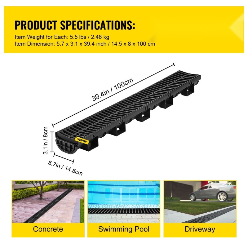 Kouruviemärisarja HDPE-muovinen 5 kpl 100 cm musta B125 ajotielle