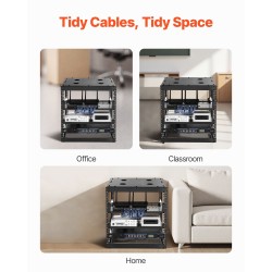 Avoin 10U verkkoteline hiiliteräs 585 mm syvyys nelipilarinen seinä tai lattia