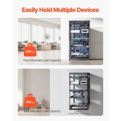 Avokehikkoinen 20U verkkoteline nelipilarinen hiiliteräs 585 mm syvyys seinä tai lattia