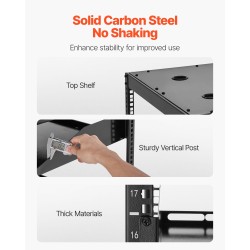 Avokehikkoinen 20U verkkoteline nelipilarinen hiiliteräs 585 mm syvyys seinä tai lattia