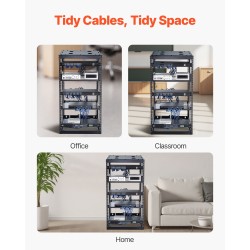 Avokehikkoinen 20U verkkoteline nelipilarinen hiiliteräs 585 mm syvyys seinä tai lattia