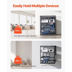 Avoin 12U verkkoteline 4-pilarinen hiiliteräs 585 mm syvyys seinälle tai lattialle