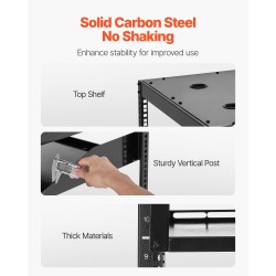 Avoin 12U verkkoteline 4-pilarinen hiiliteräs 585 mm syvyys seinälle tai lattialle