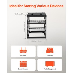Avoin 12U verkkoteline 4-pilarinen hiiliteräs 585 mm syvyys seinälle tai lattialle