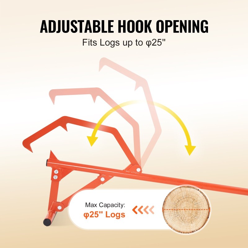 Tukkinostin hiiliteräksinen 1219 mm kahvalla säädettävällä koukulla enintään 25 tuuman halkaisijalle