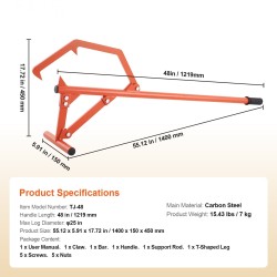 Tukkinostin hiiliteräksinen 1219 mm kahvalla säädettävällä koukulla enintään 25 tuuman halkaisijalle
