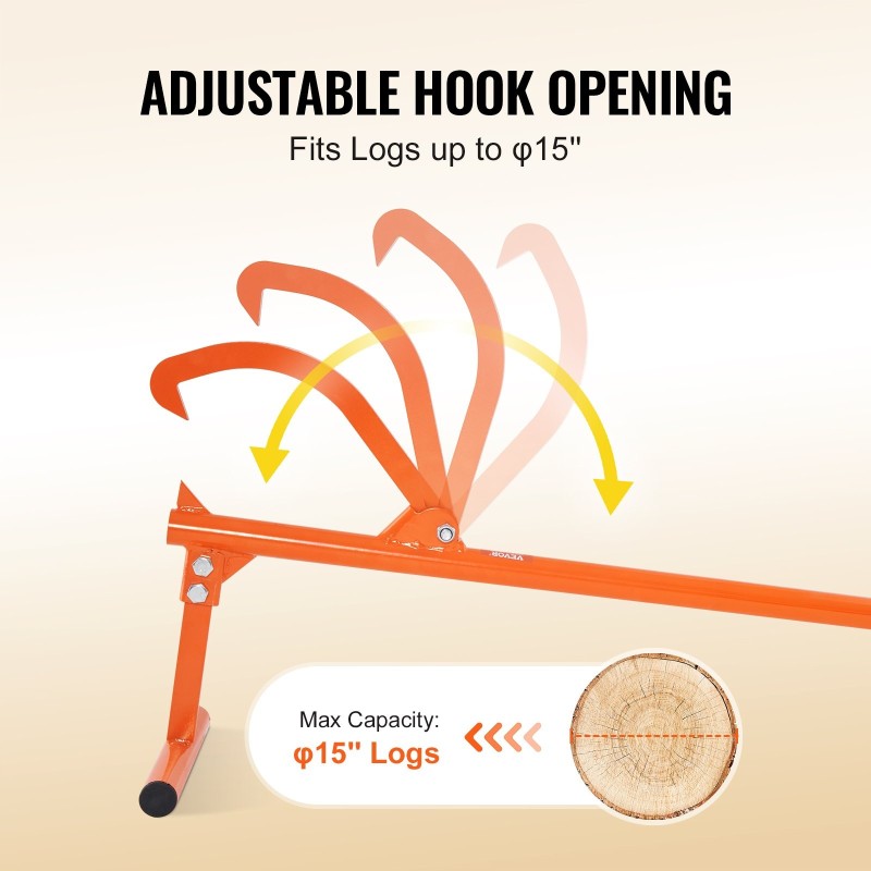 Puutavaranostin 1219 millimetriä varsi hiiliteräsrakenne säädettävä koukku enintään 15 tuumaa