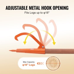 Puutavarankääntäjä 1180 mm eukalyptuspuukahvalla hiiliteräsrunko säädettävällä koukulla 18 tuuman tukkeihin