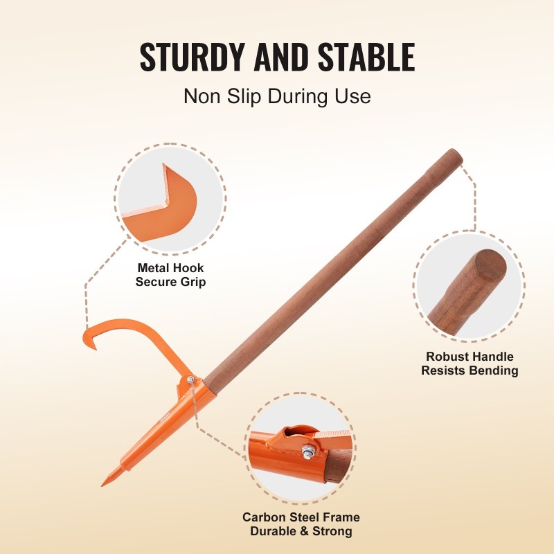 Puutavarankääntäjä 1180 mm eukalyptuspuukahvalla hiiliteräsrunko säädettävällä koukulla 18 tuuman tukkeihin