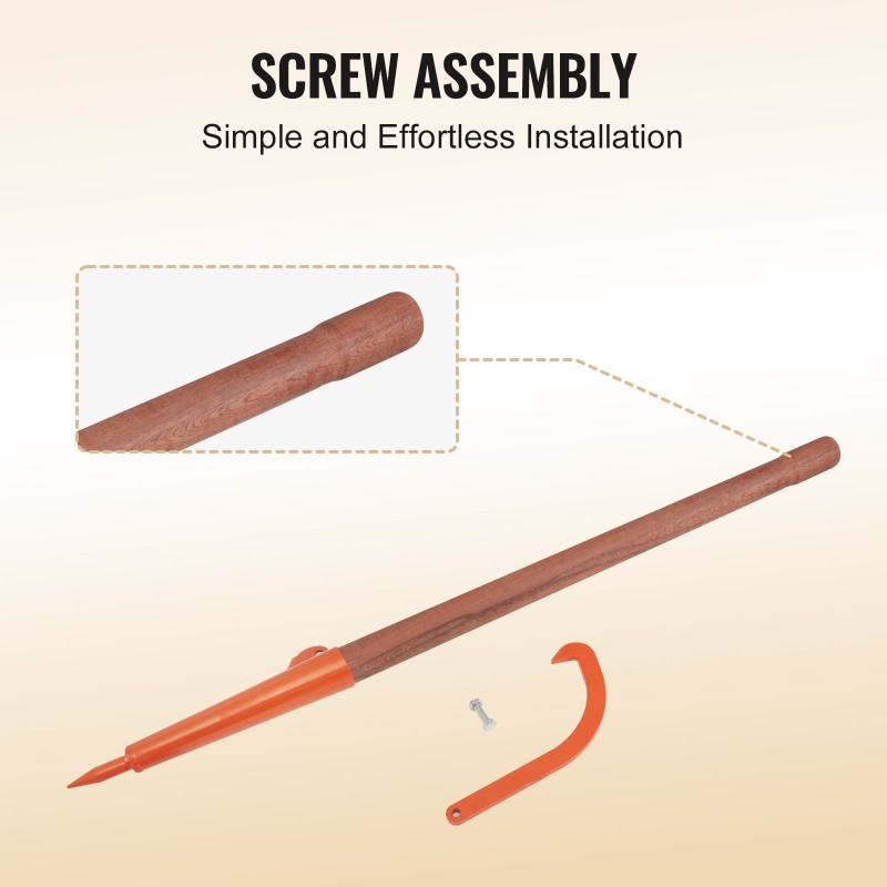 Puutavarankääntäjä 1180 mm eukalyptuspuukahvalla hiiliteräsrunko säädettävällä koukulla 18 tuuman tukkeihin