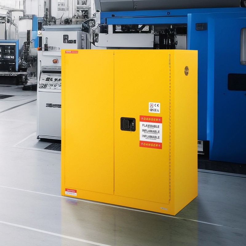 Palavien nesteiden säilytyskaappi kylmävalssattu teräs 128,7 l 1 säädettävä hylly keltainen