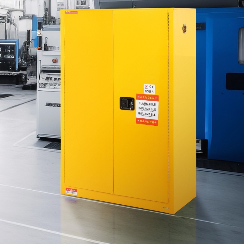 Palavien nesteiden turvakaappi Q235 kylmävalssattu teräs 170,3 l keltainen 2 säädettävää hyllyä